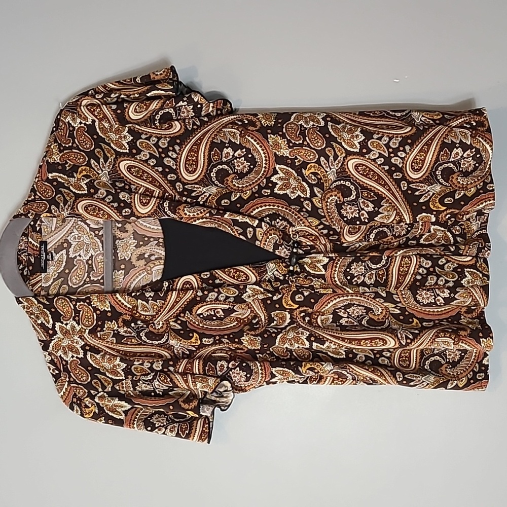 Vintage Y2K Chocolate Brown Liquid Knit Top Womens Size 2X‎ Layered 90s Retro